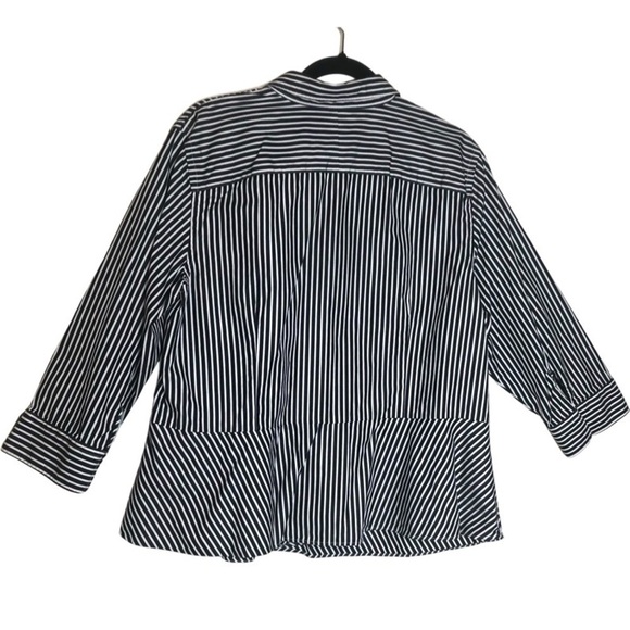 LAUREN RALPH LAUREN Striped Button-Down Shirt Black White 100% Cotton Size: 16 W - Picture 2 of 16